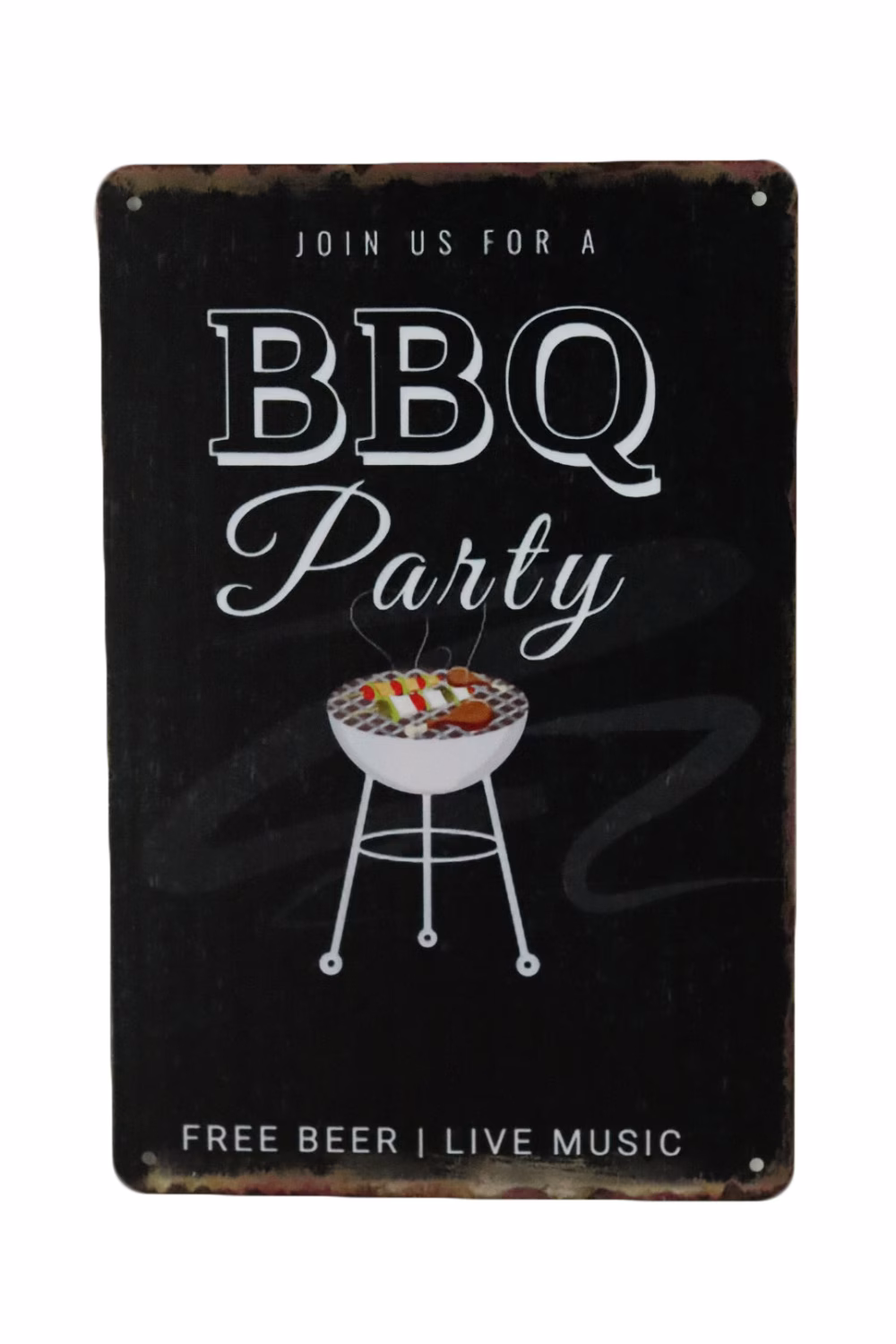 Metalen Bord BBQ Zone Party – BBQ Decoratie 30x20 cm 1 Metalen bord BBQ Zone Party barbecue decoratie 30x20 cm