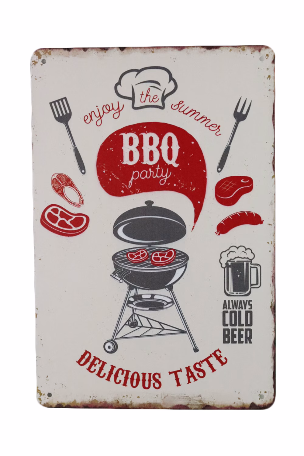 Metalen Bord BBQ Party – Barbecue Decoratie 30x20 cm 1 Metalen bord BBQ Party barbecue decoratie 30x20 cm