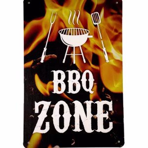 Metalen bord BBQ Zone barbecue decoratie 30x20 cm