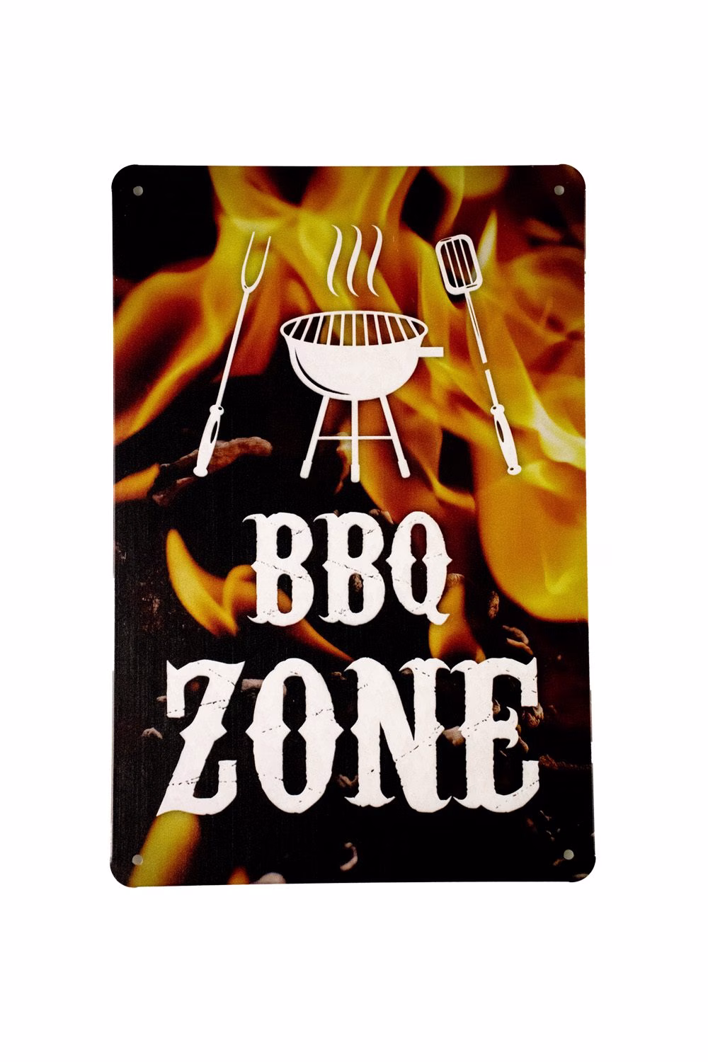 Metalen Bord BBQ Zone – BBQ Decoratie 30x20 cm 1 Metalen bord BBQ Zone barbecue decoratie 30x20 cm