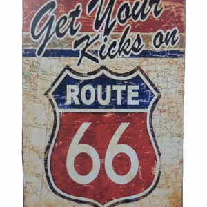 metalen bord get your kicks on route 66