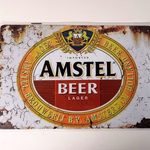 Metalen Bord Amstel Beer Vintage bierdecoratie 30x20 cm