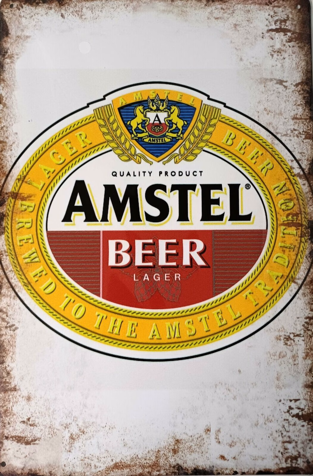 Metalen Bord Amstel Beer Logo 30x20 cm 1 Metalen Bord Amstel Beer Logo bierdecoratie 30x20 cm