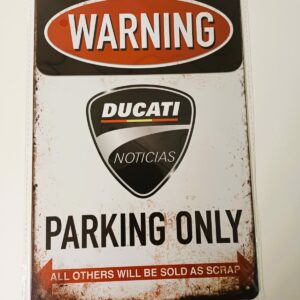 metalen bord ducati parking only