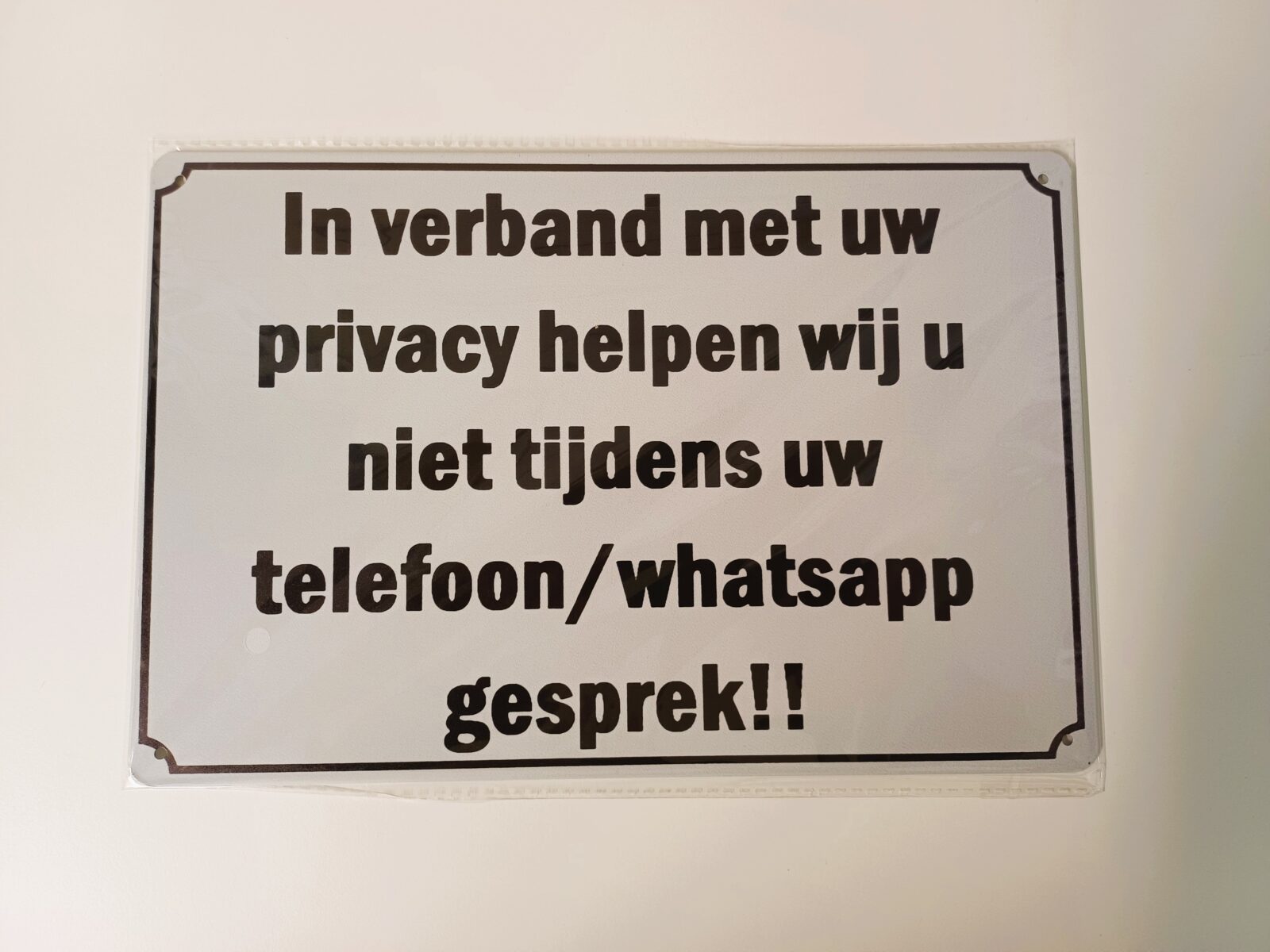 metalen bord ivm met uw priacy
