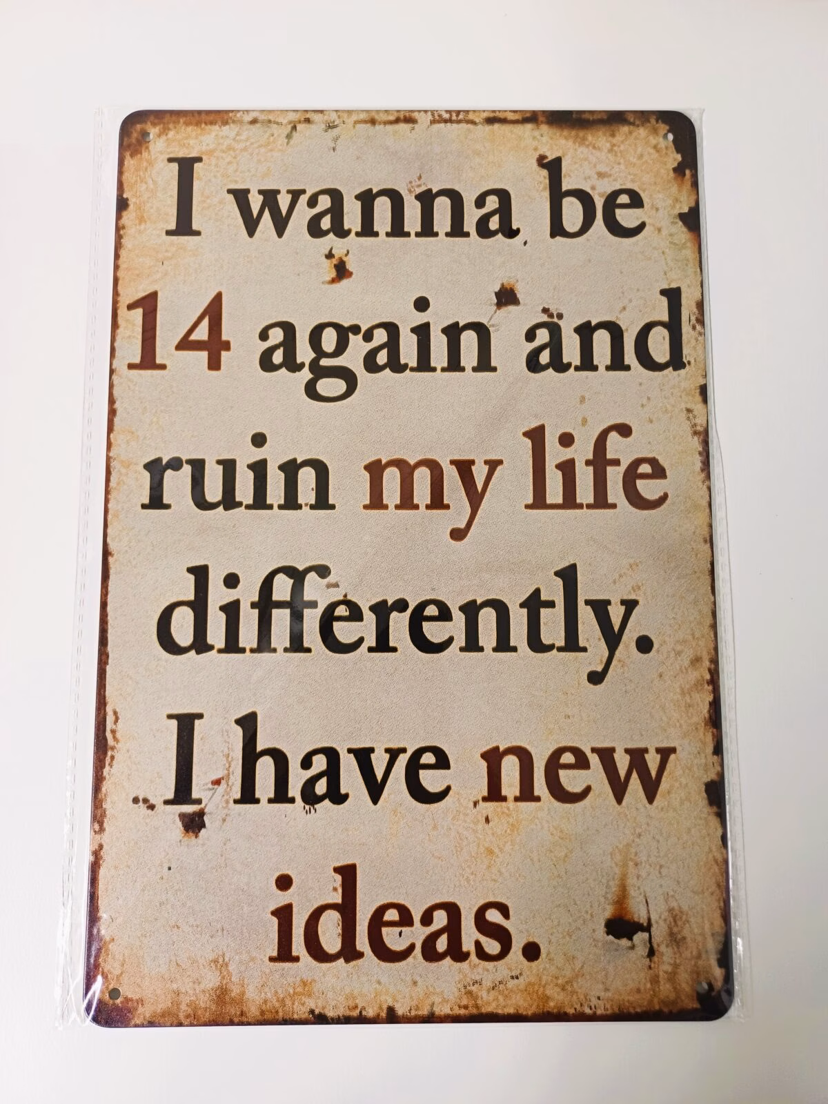 metalen bord I wanna be 14 again and ruin my life 1 metalen bord I wanna be 14 again and ruin my life