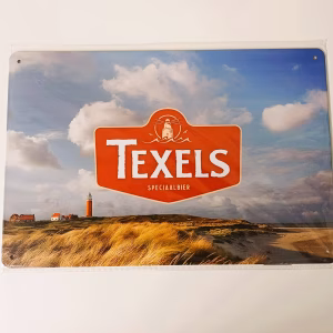 Metalen Bord Texels Bier bierdecoratie voor mancave en thuisbar 30x20 cm