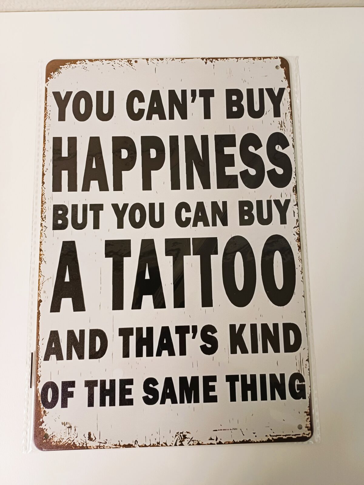 metalen bord you can't Happines