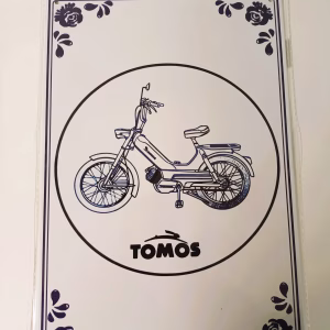 Metalen Bord Tomos Bromfiets Tekening 30x20 cm