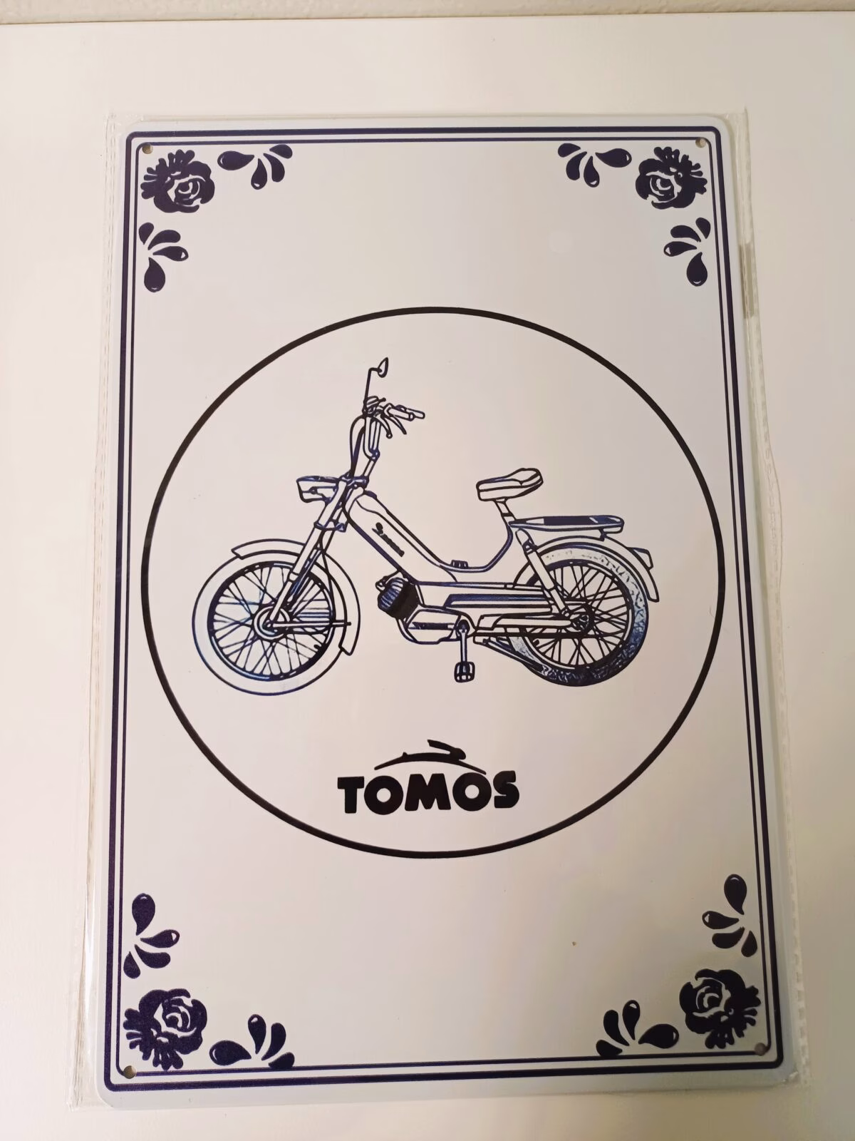 Metalen Bord Tomos Bromfiets Tekening 30x20 cm 1 Metalen Bord Tomos Bromfiets Tekening 30x20 cm