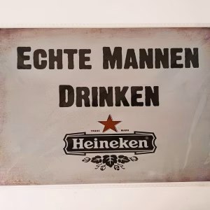 Metalen bord Echte Mannen Drinken Heineken bier decoratie 30x20 cm