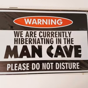 metalen bord warning mancave