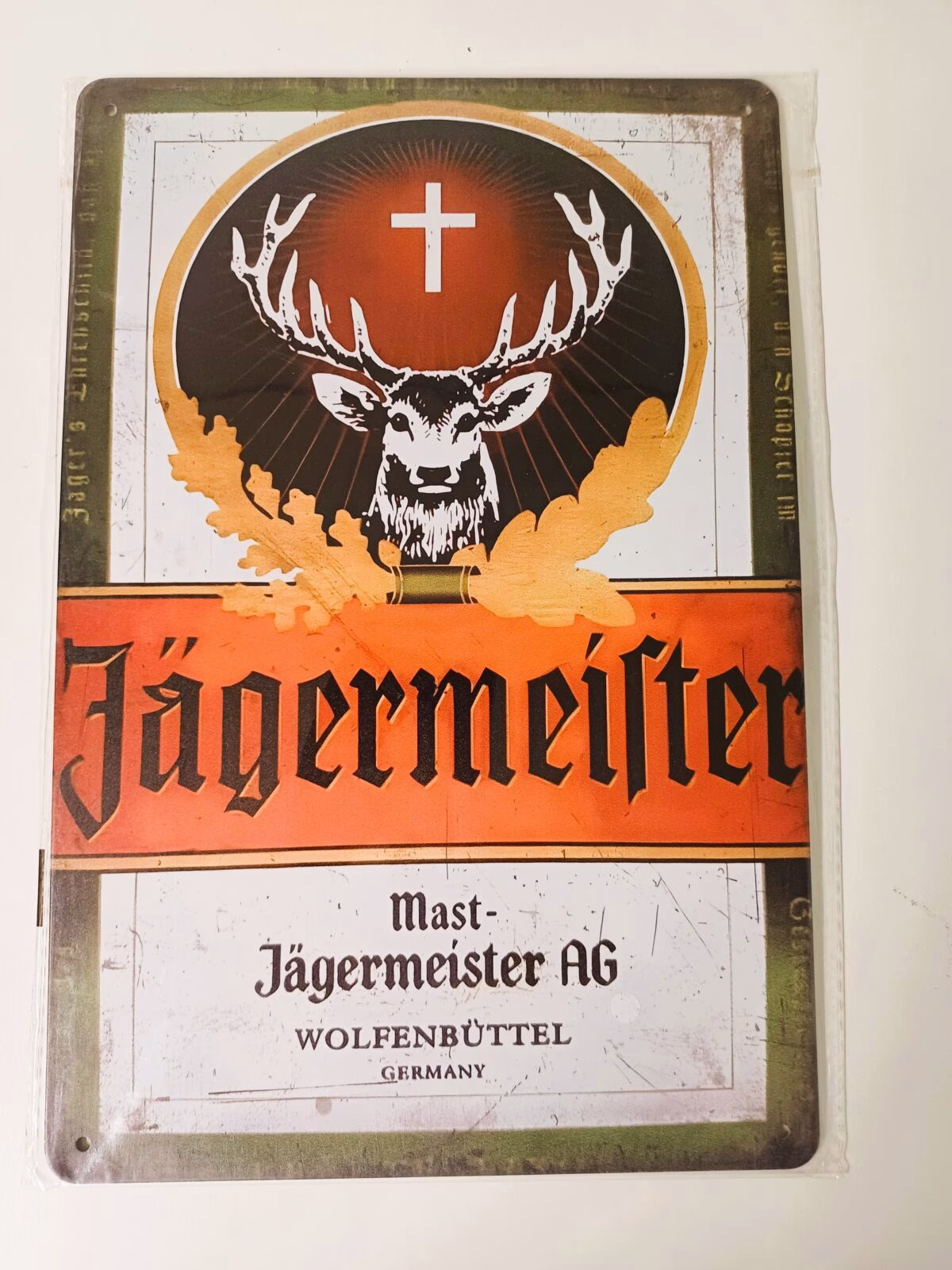 Metalen Bord Jägermeister Vintage 30x20 cm 1 Metalen Bord Jägermeister Vintage met hertenkop logo en retro uitstraling 30x20 cm