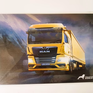 metalen bord man vrachtauto