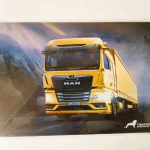 metalen bord man vrachtauto