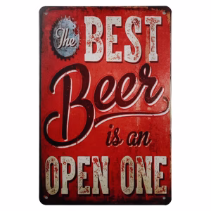 Metalen Bord The Best Beer Is An Open One vintage bierdecoratie 30x20 cm
