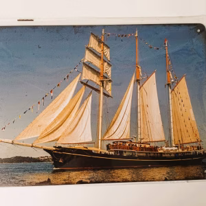 Metalen Bord Klassieke Schoener Zeilboot maritieme wanddecoratie 30x20 cm