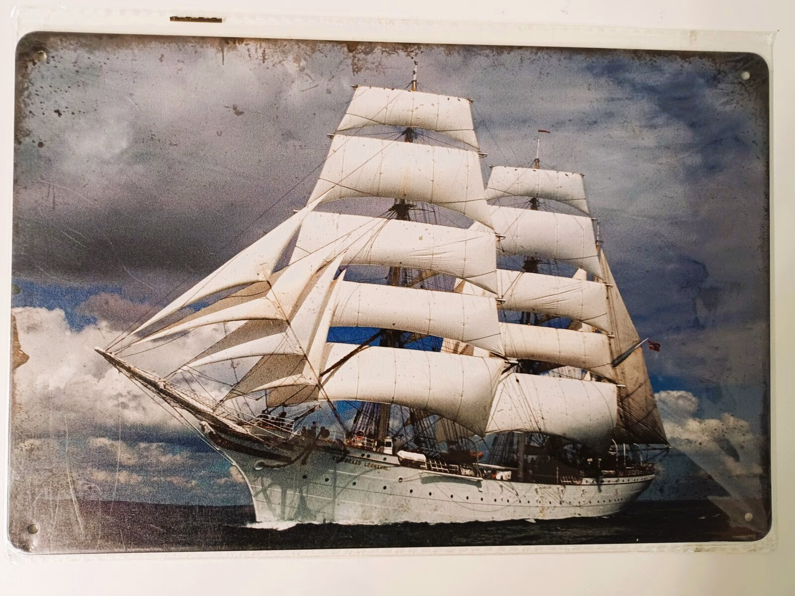 Metalen Bord Historisch Zeilschip 30x20 cm 1 Metalen Bord Historisch Zeilschip maritieme wanddecoratie 30x20 cm
