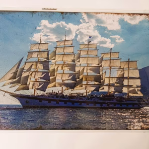 Metalen Bord Zeilschip Vintage maritieme wanddecoratie 30x20 cm