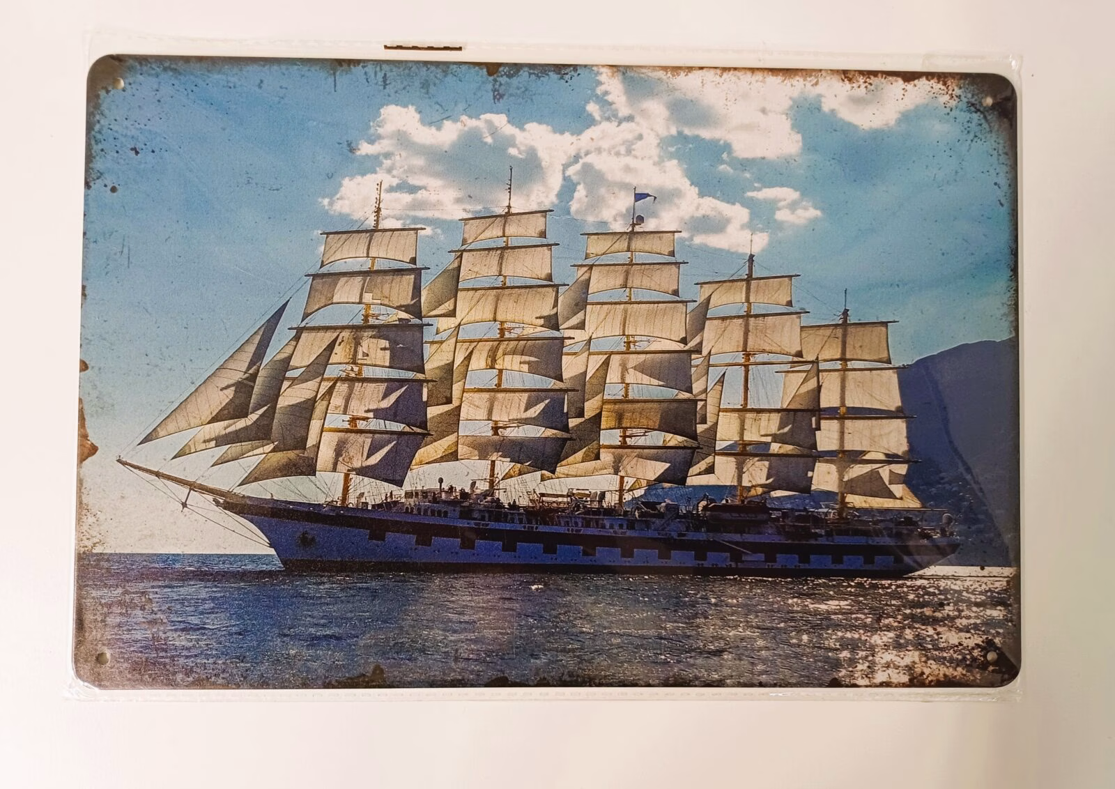 Metalen Bord Zeilschip Vintage 30x20 cm 1 Metalen Bord Zeilschip Vintage maritieme wanddecoratie 30x20 cm