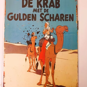 metalen bord kuifje de krab met de gouden scharen