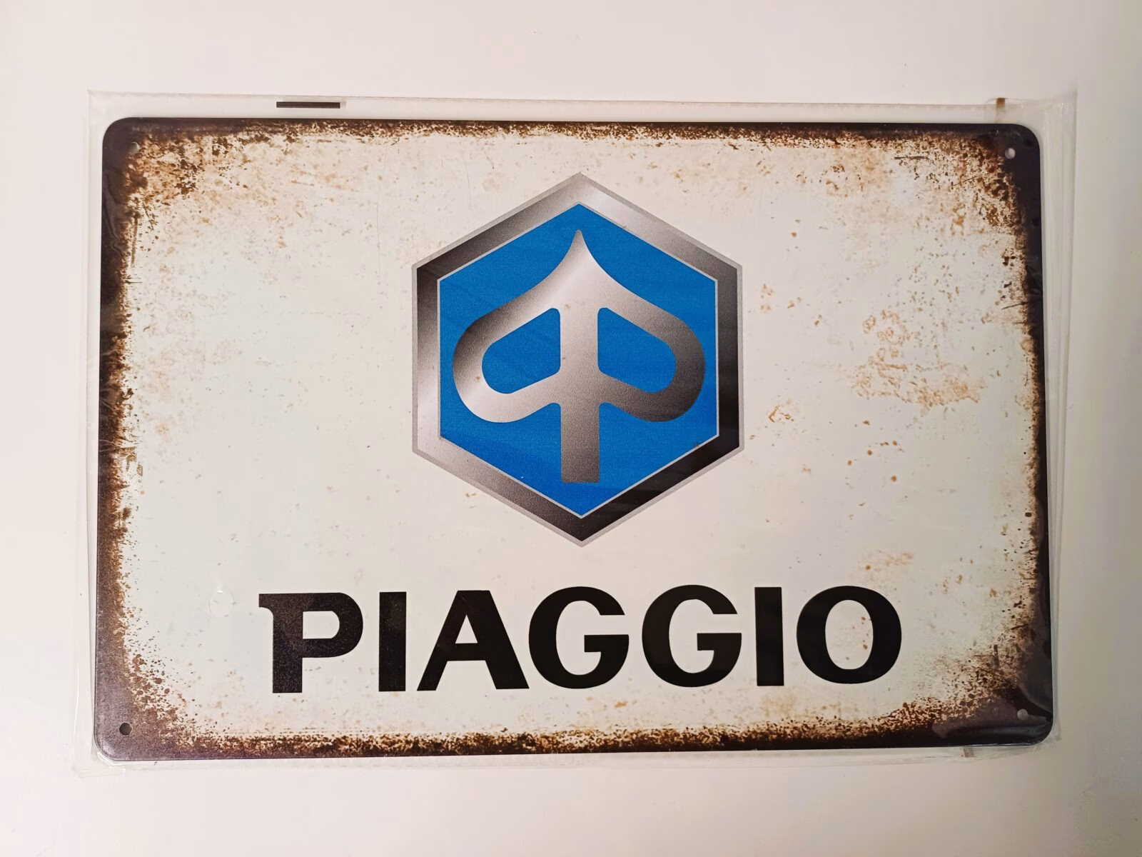 Metalen Bord Piaggio Logo Vintage 30x20 cm 1 Metalen Bord Piaggio Logo Vintage 30x20 cm