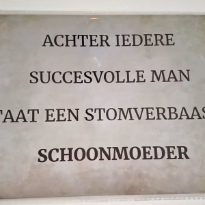 Metalen Bord Achter Iedere Succesvolle Man Staat Een Stomverbaasde Schoonmoeder 30x20 cm