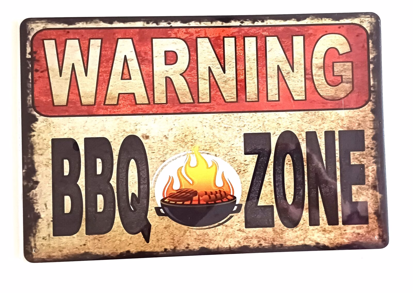Metalen Bord Warning BBQ Zone – BBQ Decoratie 30x20 cm 1 Metalen bord Warning BBQ Zone barbecue decoratie 30x20 cm