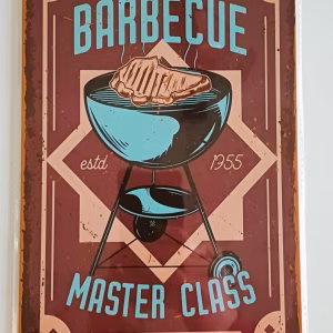 Metalen bord Barbecue Master Class BBQ decoratie 30x20 cm