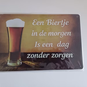 Metalen bord Een Biertje in de Morgen bier decoratie 30x20 cm