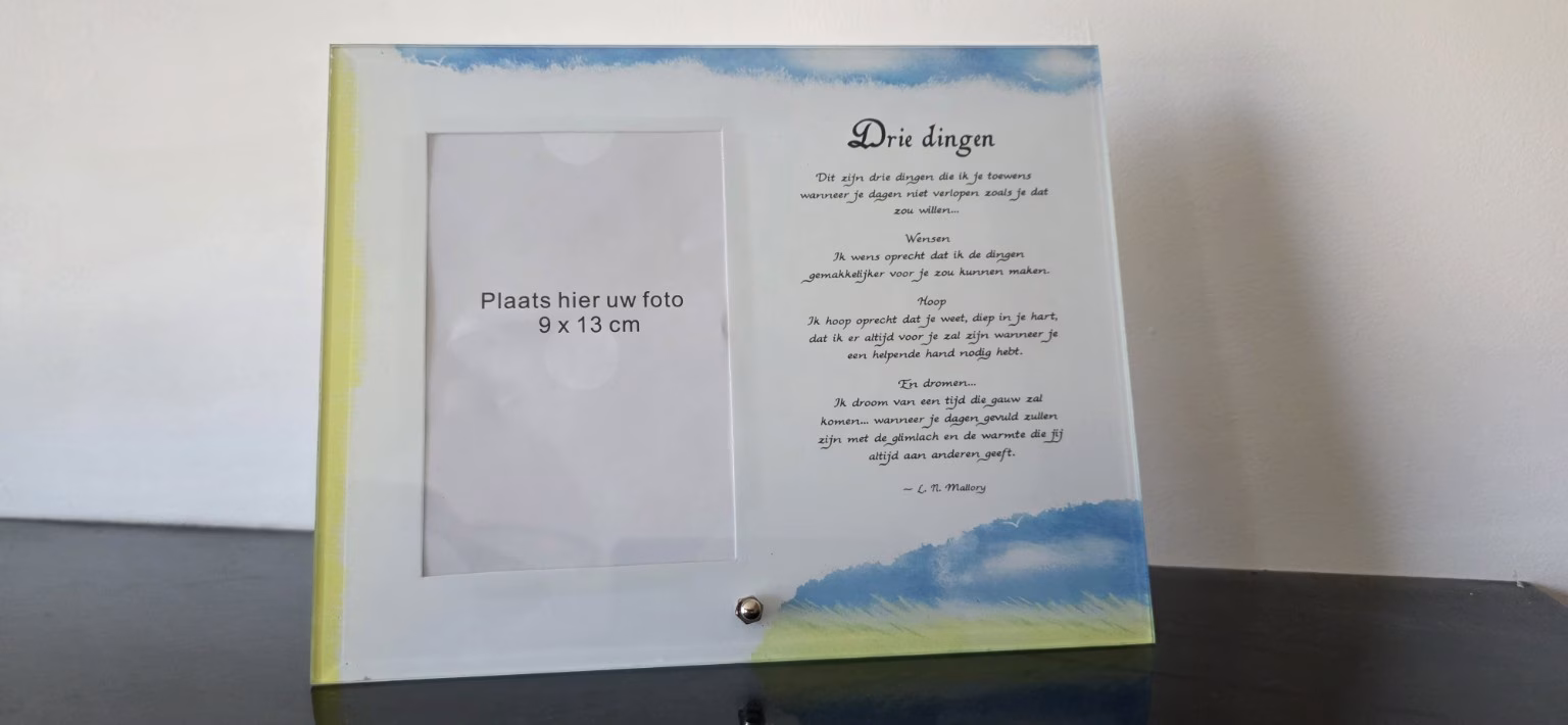 Inspirerende fotolijst met Tekst – “Drie Dingen” – 9x13 cm 1 Inspirerende fotolijst
