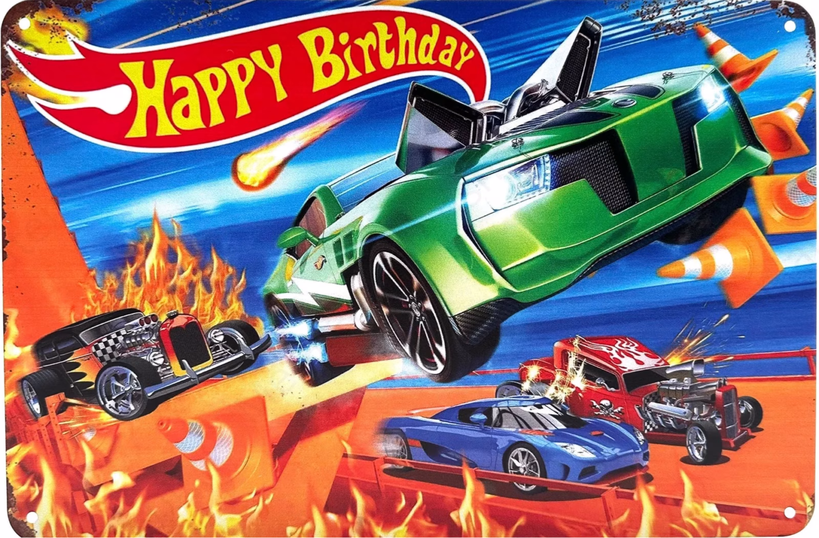 HotWheels Happy Birthday Wandbord 30x20 cm 1 HotWheels Happy Birthday wandbord