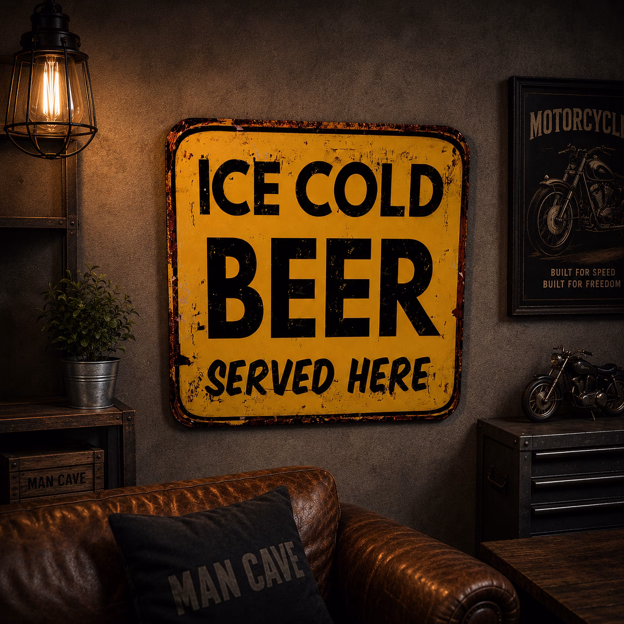 Ice Cold Beer Vintage Metalen Wandbord – 60x60 cm 1 Ice Cold Beer Vintage Metalen Wandbord – 60x60 cm