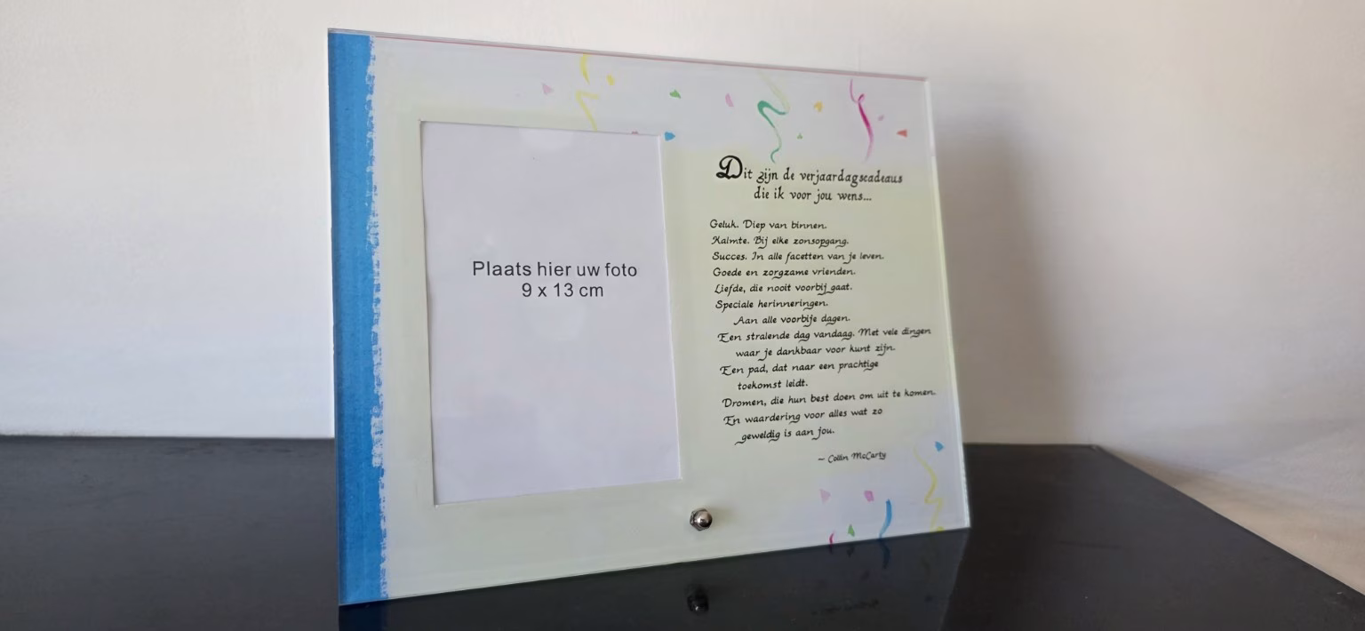 Verjaardag Fotolijst met Tekst – Persoonlijk Cadeau – 9x13 cm 1 Verjaardag fotolijst
