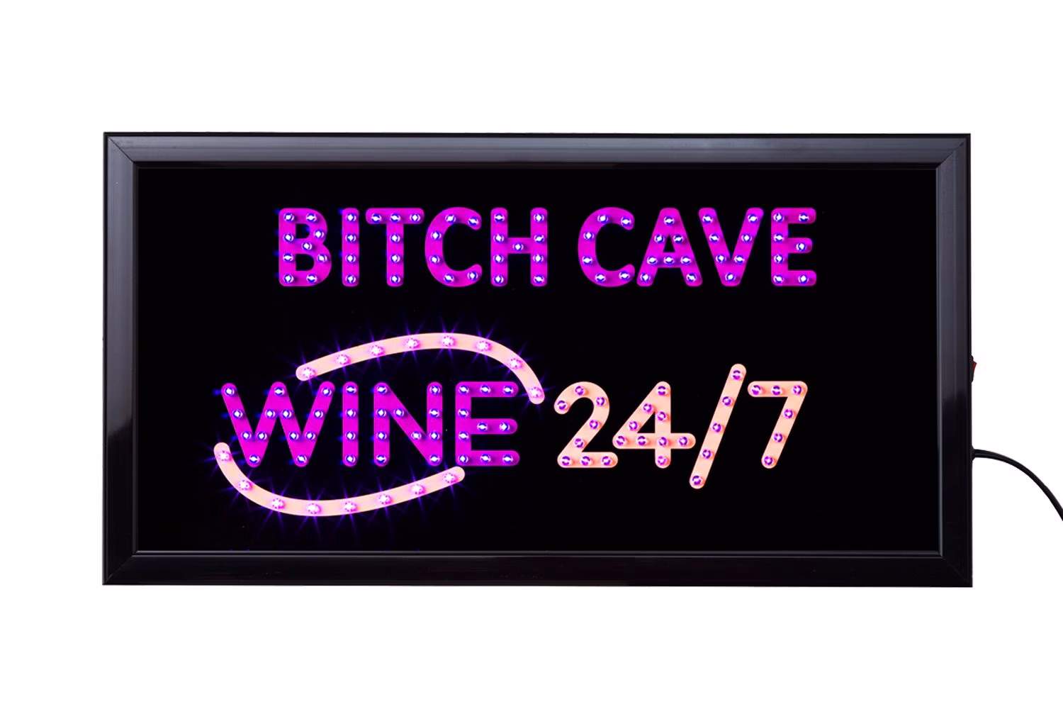 LED Bord Bitch Cave 50 x 25 cm 1 LED Bord Bitch Cave 50 x 25 cm met roze verlichting