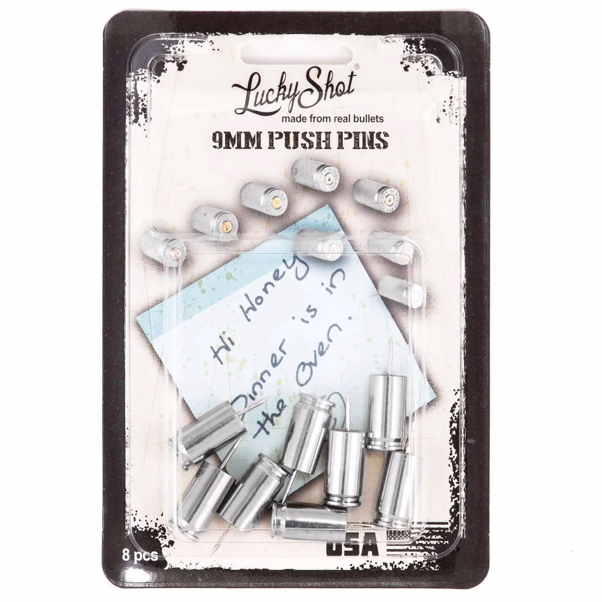Lucky Shot 9mm Push Pins – 8 stuks – Nickel 2 Lucky Shot 9mm Push Pins Brass